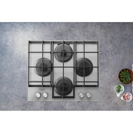 Hotpoint | HAGS 61F/WH | Hob | Gas on glass | Number of burners/cooking zones 4 | Rotary knobs | White - 3